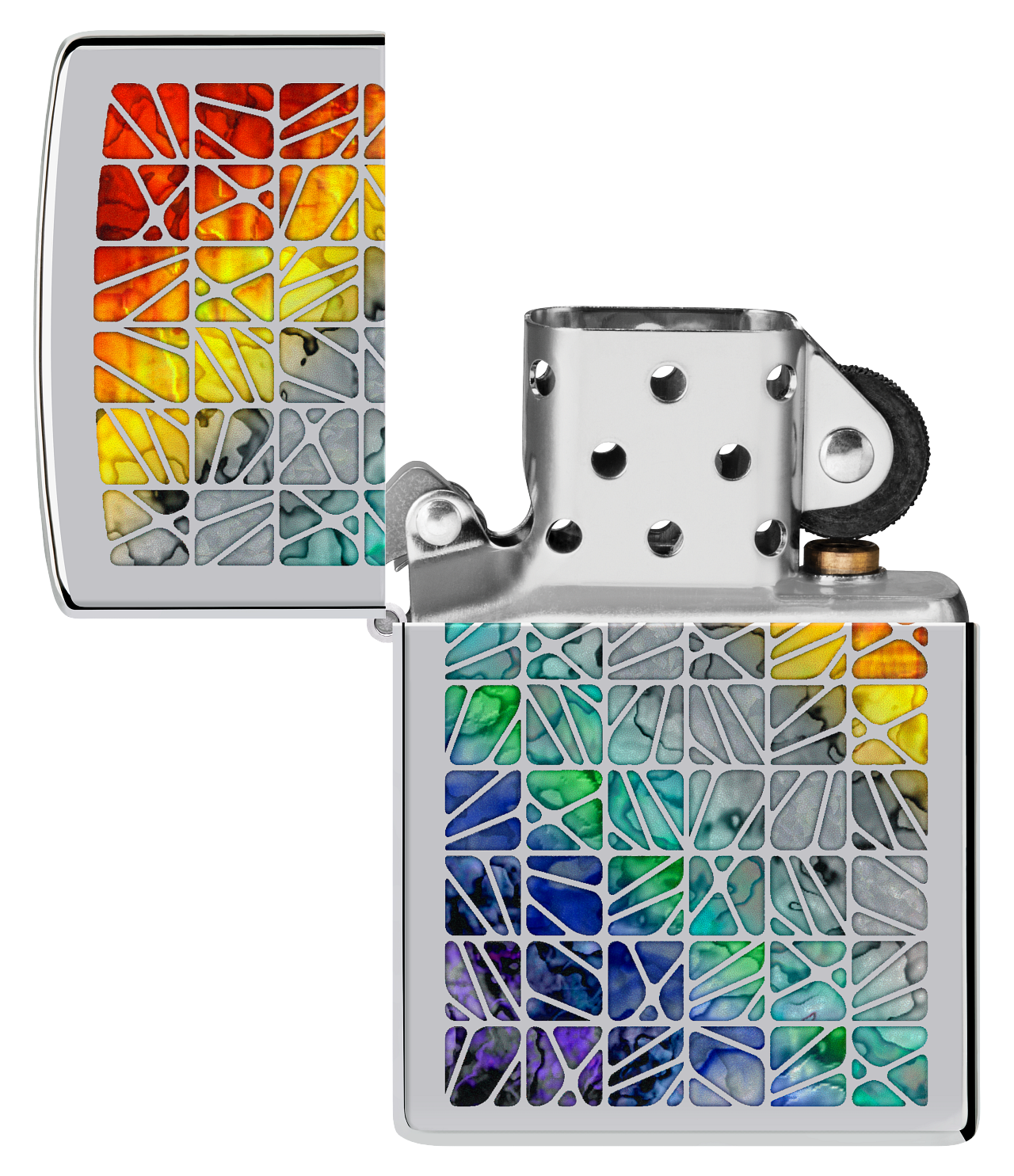 Zippo Fusion Tile Pattern, High Polish Chrome Lighter #48412