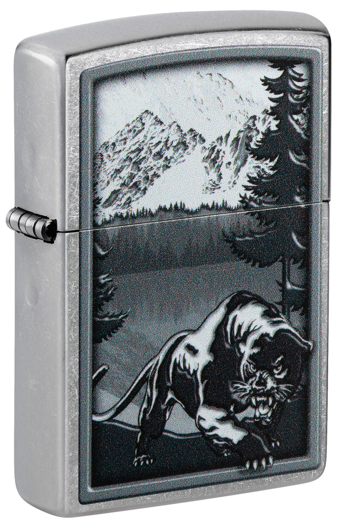 Zippo Stalking Mountain Lion, Street Chrome Lighter #48381