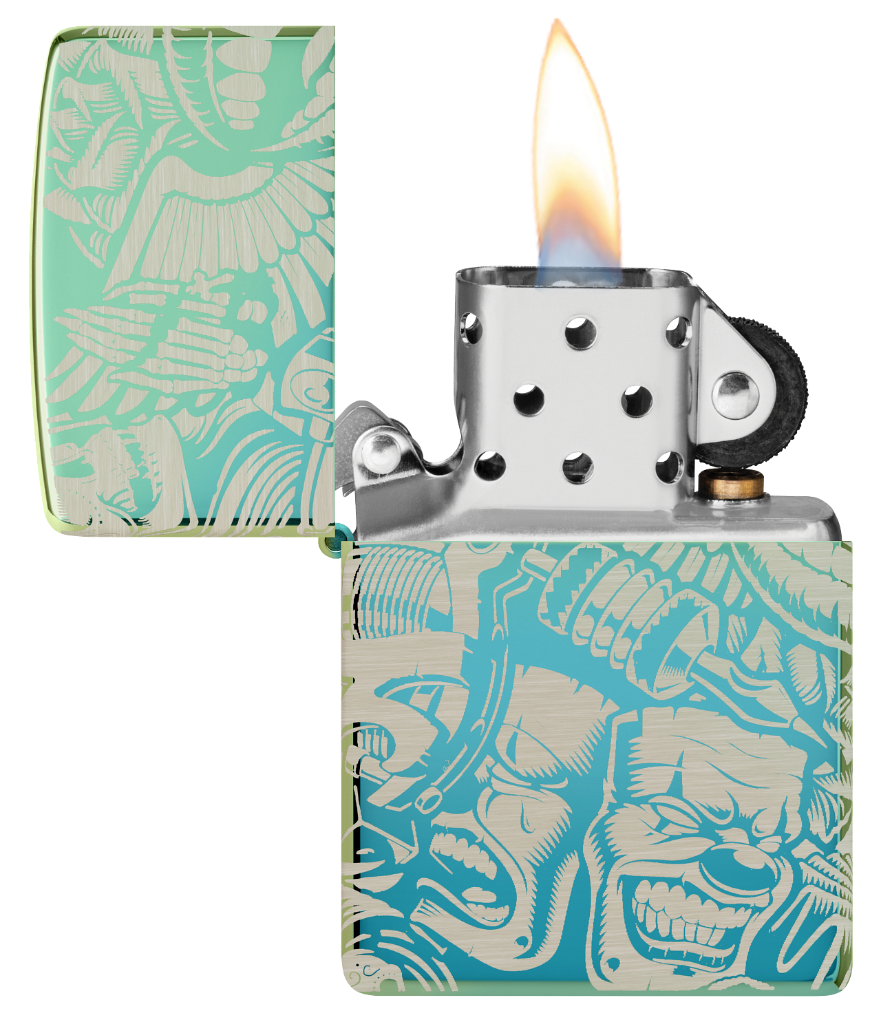 Zippo 540 Creative Tattoo Design, High Polish Teal Lighter #48410