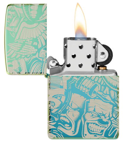 Zippo 540 Creative Tattoo Design, High Polish Teal Lighter #48410