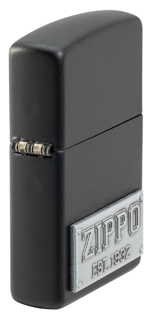 Zippo Logo Est. 1932 Emblem Design, Black Matte Lighter #48689