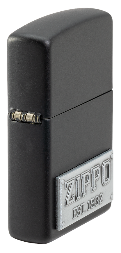 Zippo Logo Est. 1932 Emblem Design, Black Matte Lighter #48689