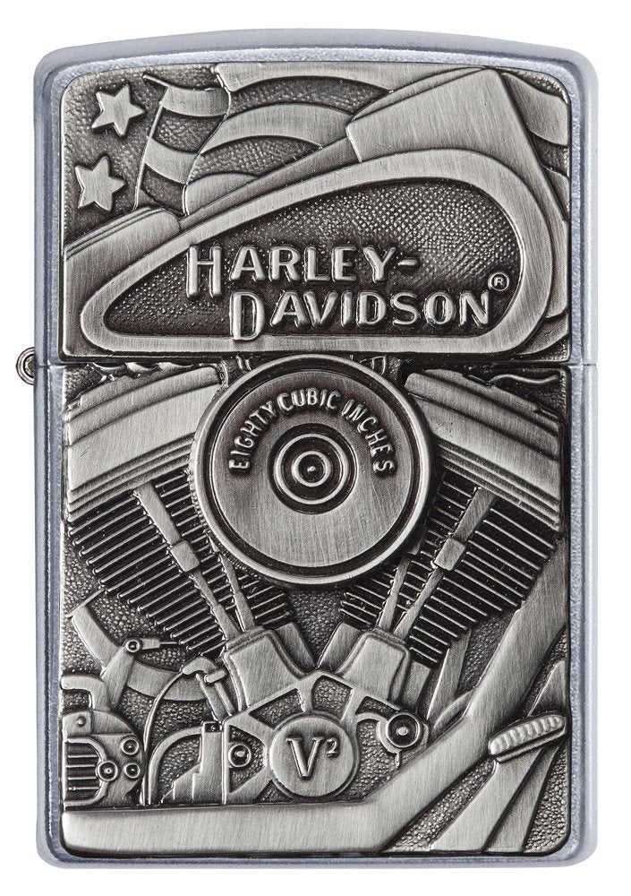 Zippo Harley-Davidson Motor Flag Emblem Lighter, Street Chrome #29266