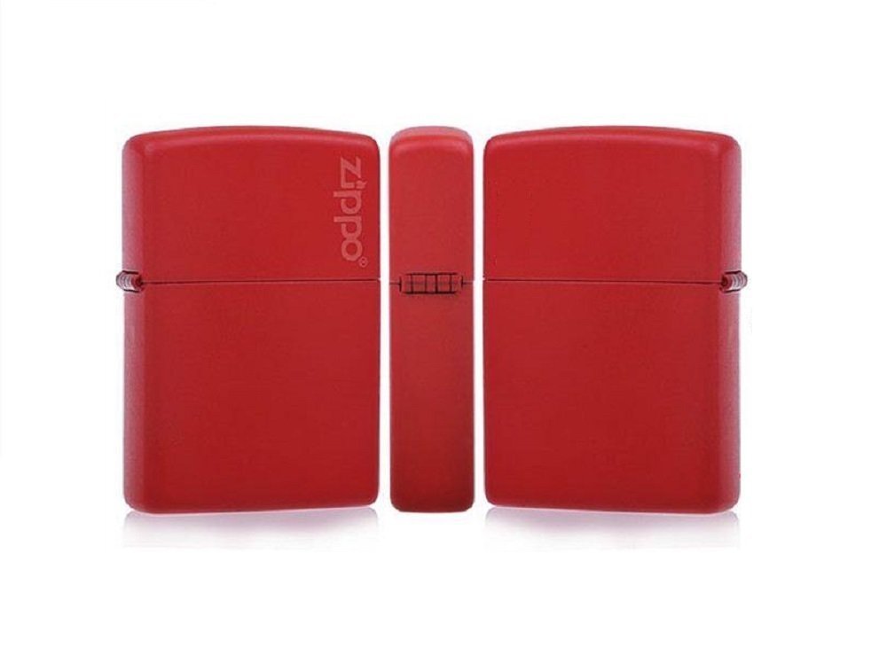 Zippo Red Matte Lighter, w/ Logo, Regular Classic #233ZL