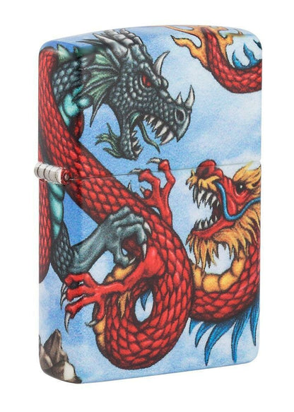 Zippo Dragon Dueling Design, 540° Color Wrap, Genuine Windproof Lighter #49354