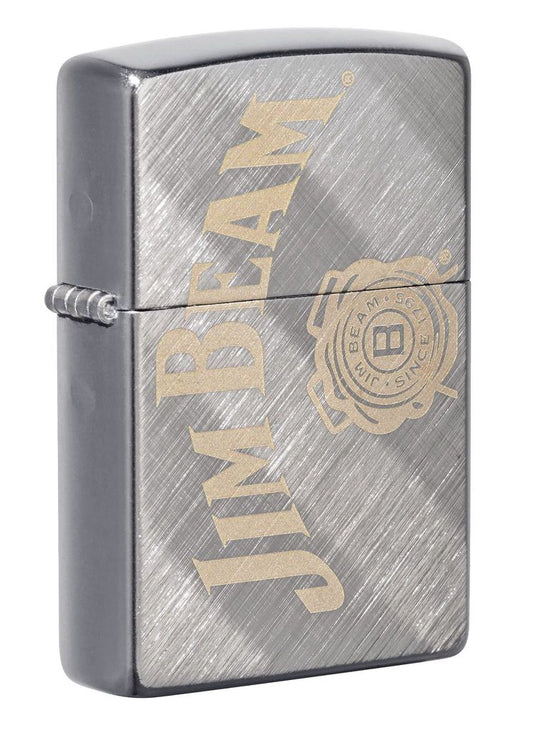 Zippo Jim Beam Logo, Laser Engraved, Diagonal Weave Finish Lighter #49324