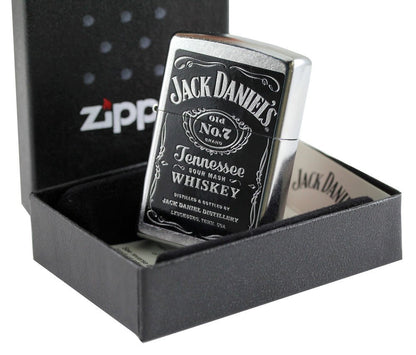 Zippo Jack Daniels Label, Street Chrome #24779