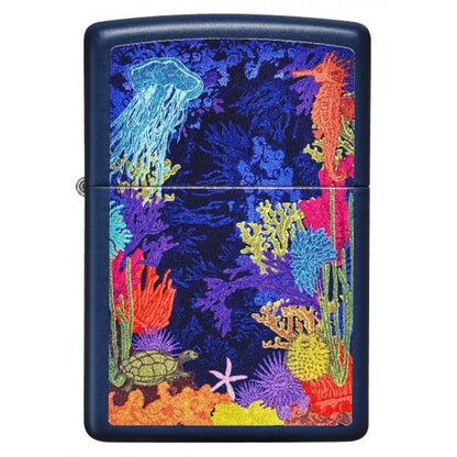 Zippo Sea Life Ocean Design, Navy Matte Finish, Windproof Lighter #49409