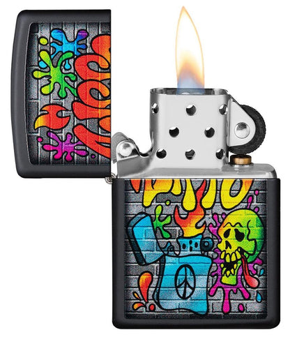 Zippo Street Art Grafitti Design, Black Matte Finish Lighter #49605