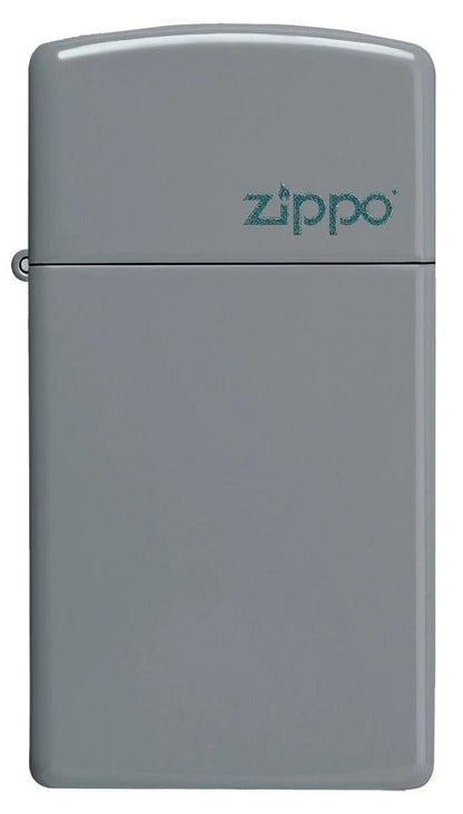 Zippo Slim Flat Grey Finish Base Model with Logo Windproof Lighter #49527ZL