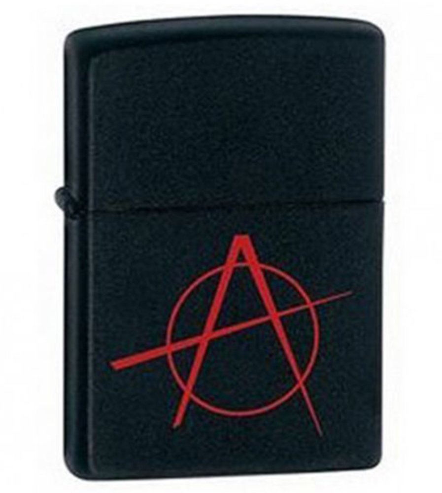 Zippo Anarchy Symbol Lighter, Black Matte, Windproof #20842