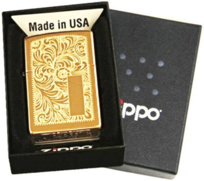 Zippo Classic Venetian Design, High Polish Brass Genuine Windproof Lighter #352B