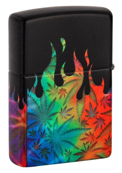 Zippo Cannabis Leaf Colorful Flame, 540° Design Lighter #49534