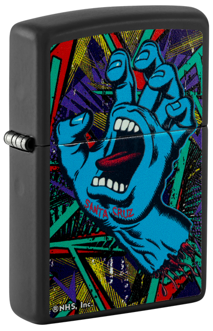 Zippo Black Light Santa Cruz Skateboards Logo, Black Matte Lighter #48415