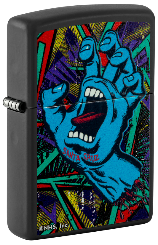 Zippo Black Light Santa Cruz Skateboards Logo, Black Matte Lighter #48415