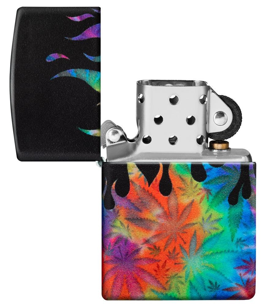 Zippo Cannabis Leaf Colorful Flame, 540° Design Lighter #49534