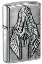 Zippo Anne Stokes Praying Lady Emblem, Brushed Chrome Finish Windproof Lighter #49756