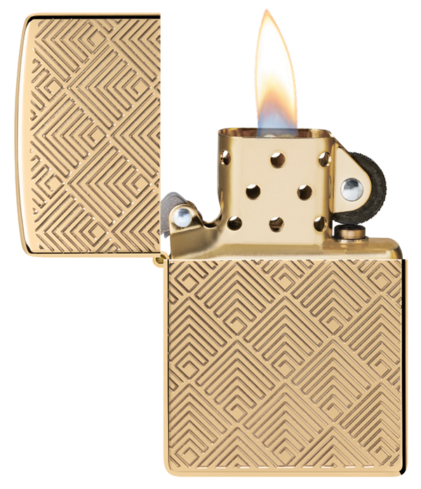 Zippo Deep Carve Engrave, High Polish Brass Armor Lighter #48570