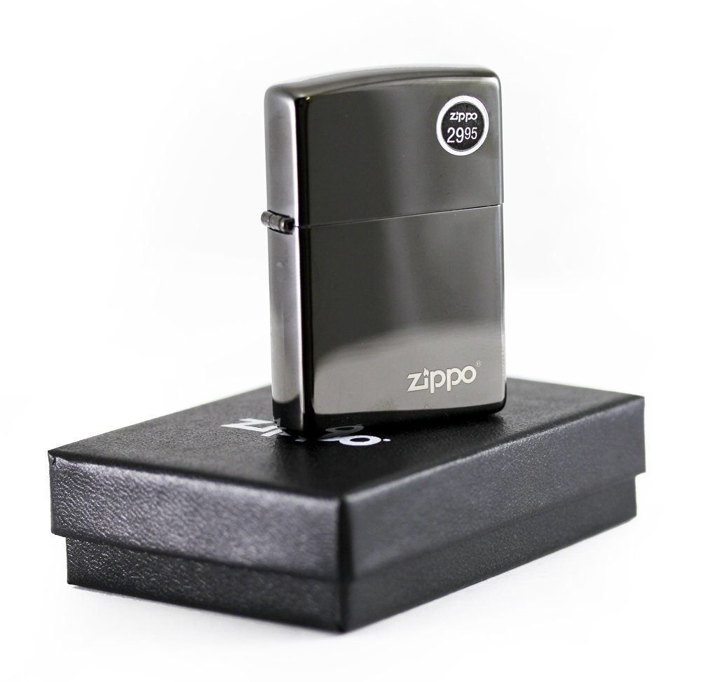 Zippo Ebony w/Logo Lighter, Black High Polish #24756ZL