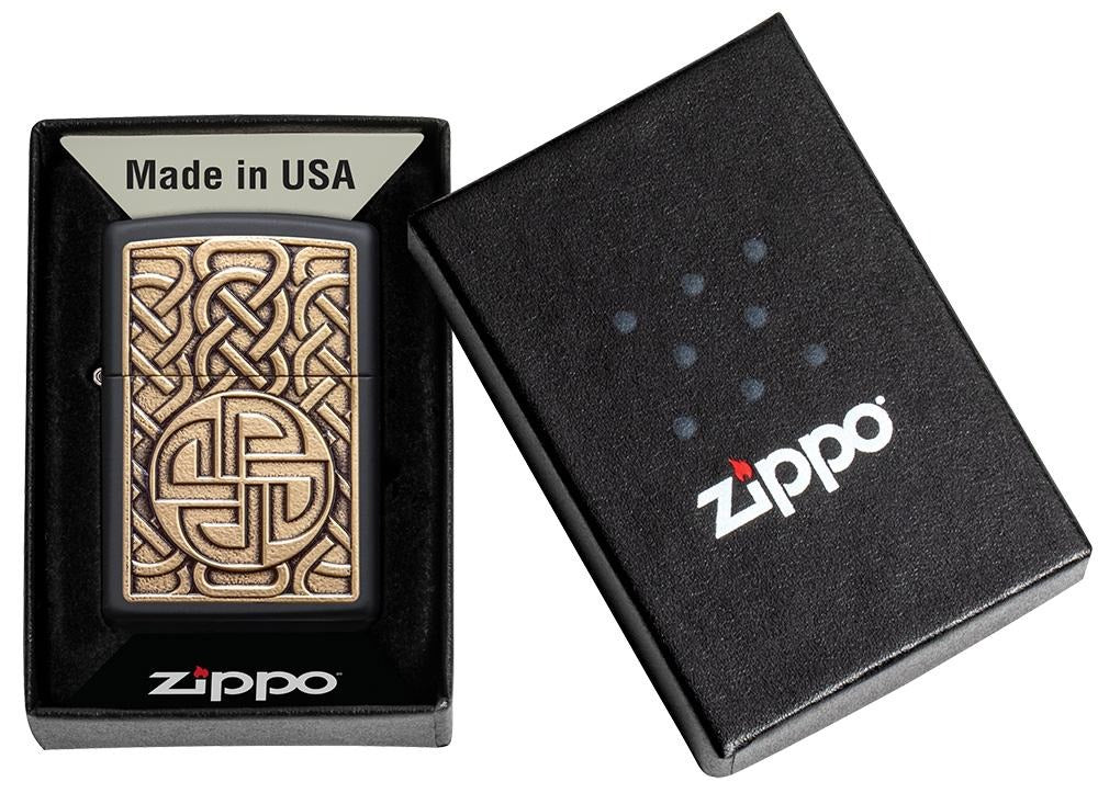 Zippo Norse Emblem Celtic Symbol Design, Black Matte Lighter #49538