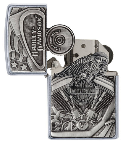 Zippo Harley-Davidson Motor Flag Emblem Lighter, Street Chrome #29266