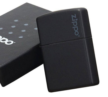 Zippo Black Matte Lighter with Logo #218ZL