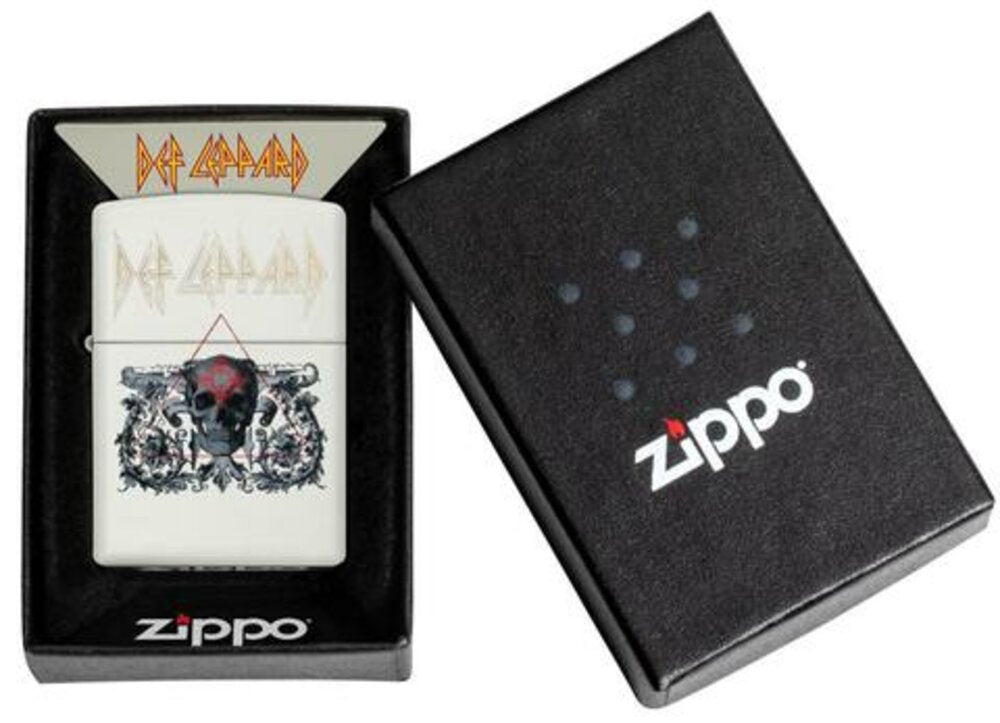 Zippo Def Leppard Music, Matte White Finish, Genuine Windproof Lighter #49237