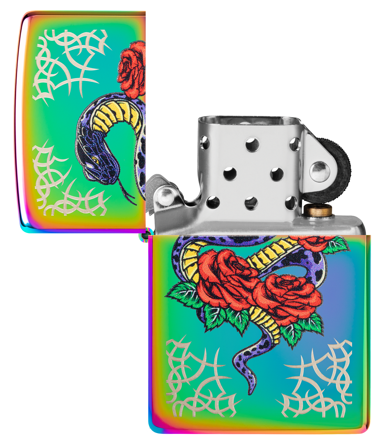 Zippo Snake and Roses Tattoo, Multi Color Lighter #48395