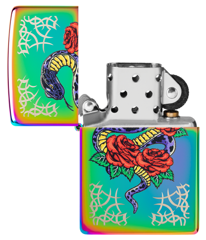 Zippo Snake and Roses Tattoo, Multi Color Lighter #48395