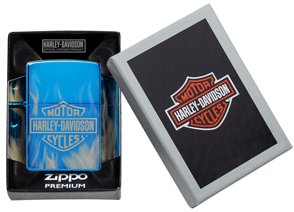 Zippo Harley Davidson Motorcycles, High Polish Blue Lighter #49469