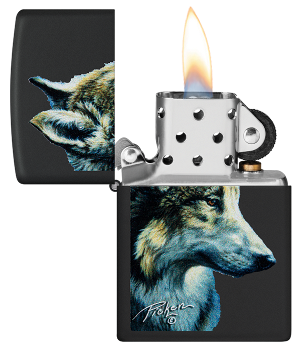 Zippo Linda Picken Wolf Design, Black Matte Lighter #48598