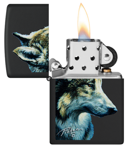 Zippo Linda Picken Wolf Design, Black Matte Lighter #48598