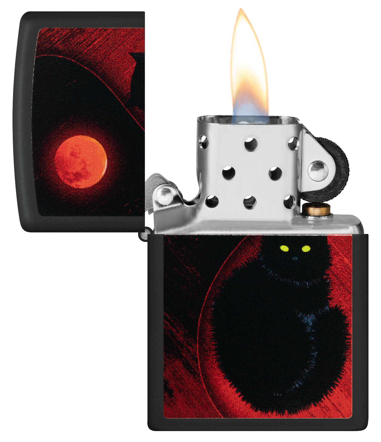 Zippo Black Cat Bad Luck, Black Matte Finish Lighter #