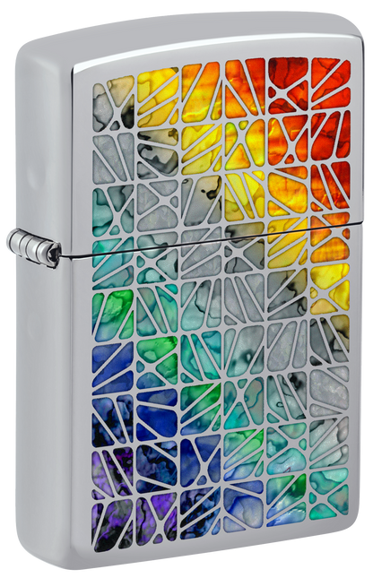 Zippo Fusion Tile Pattern, High Polish Chrome Lighter #48412