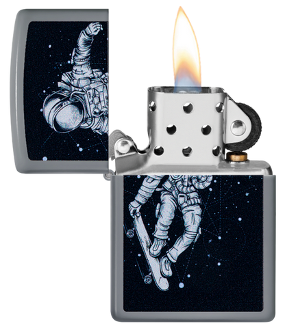 Zippo Skateboarding Astronaut Design, Flat Grey Lighter #48644