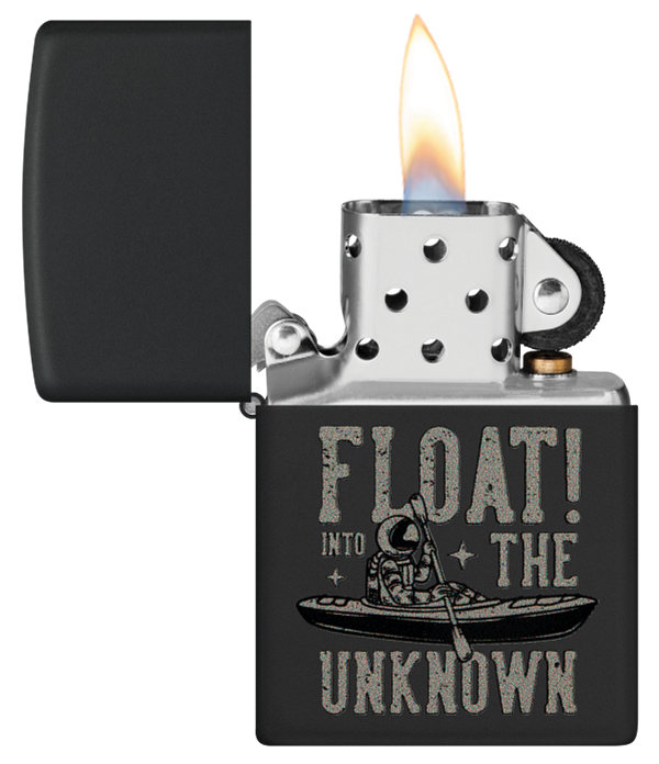 Zippo Float into The Unknown Astronaut Design, Black Matte Lighter #48566