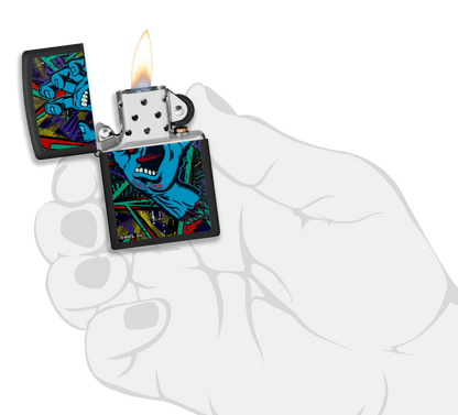 Zippo Black Light Santa Cruz Skateboards Logo, Black Matte Lighter #48415