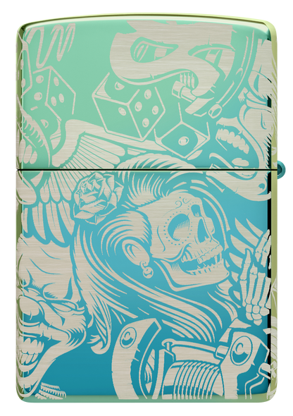 Zippo 540 Creative Tattoo Design, High Polish Teal Lighter #48410