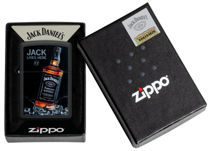 Zippo Jack Daniels Jack Lives Here, Black Matte Lighter #48290