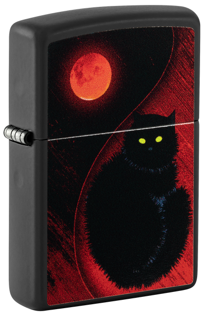 Zippo Black Cat Bad Luck, Black Matte Finish Lighter #