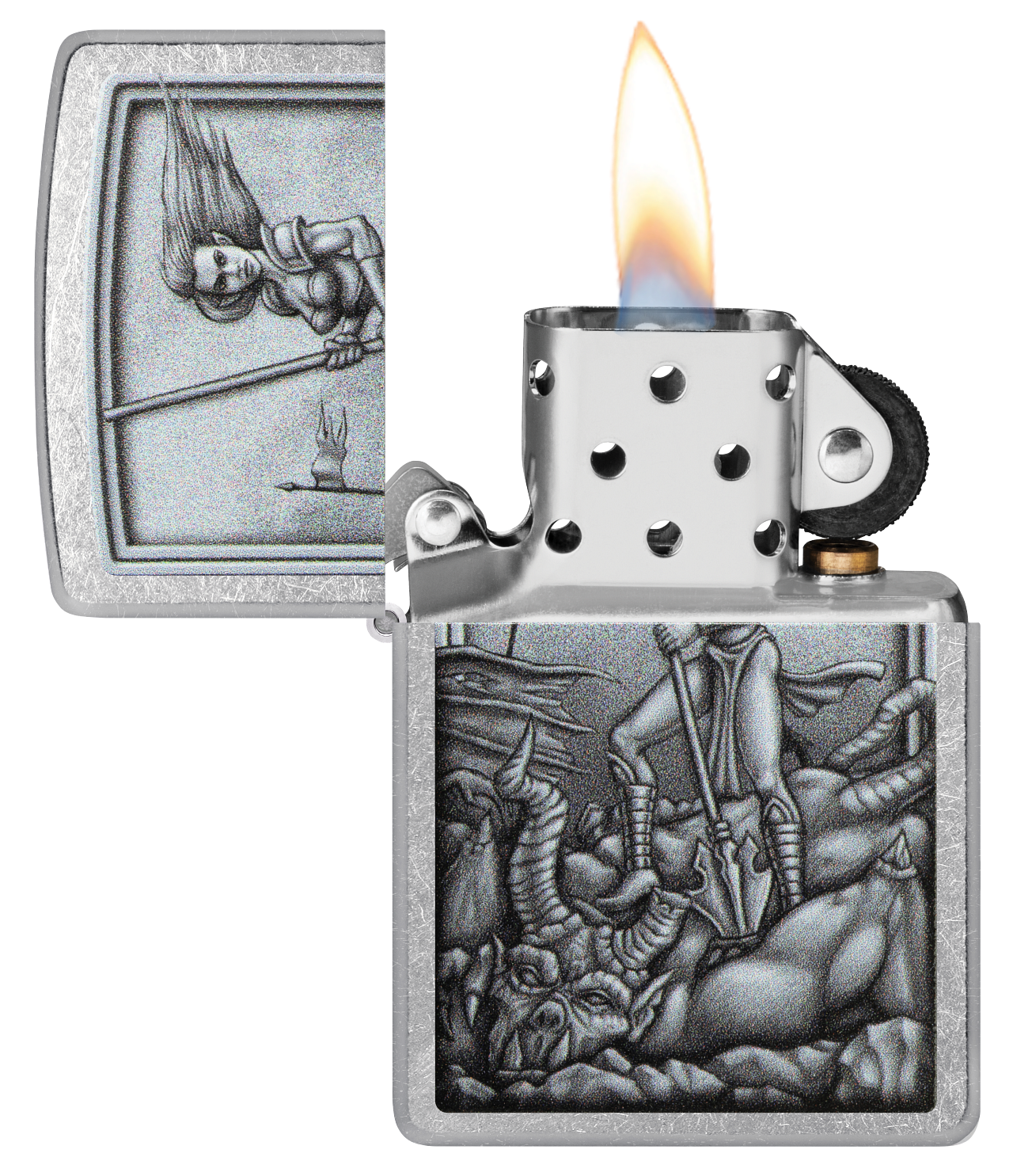 Zippo Mythological Warrior Design, Street Chrome Lighter #48371