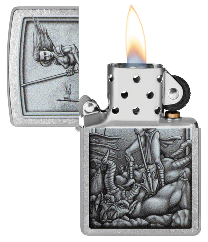 Zippo Mythological Warrior Design, Street Chrome Lighter #48371