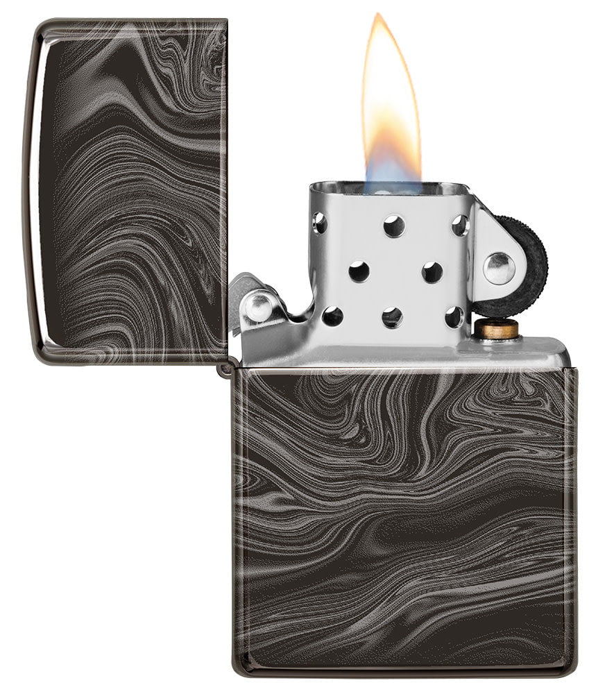 Zippo Marble Pattern 360° Design, High Polish Black Finish Lighter #49812