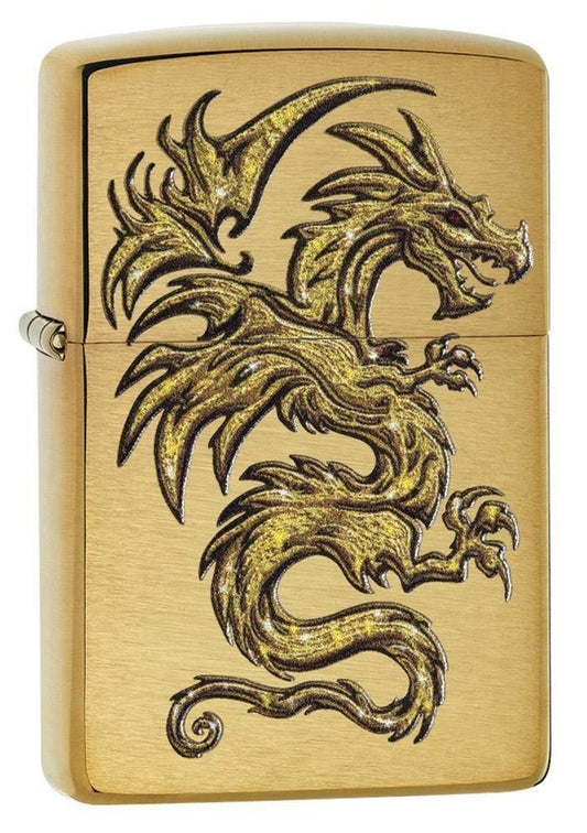 Zippo Dragon Design Lighter, Brushed Brass #29725