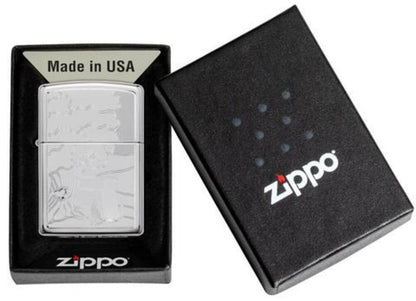 Zippo Family Pets and Tree Engraved Design, High Polish Chrome Lighter #49258