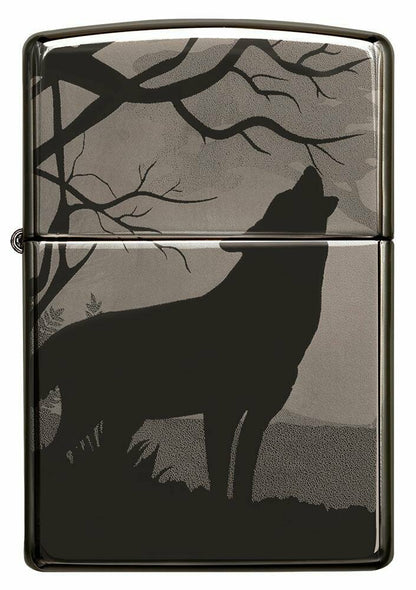 Zippo Howling Wolves Design, 360° Photo Image, Black Ice Pocket Lighter #49188