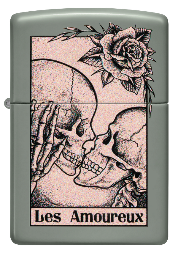 Zippo Skulls Kissing bes Amoureux Design, Sage Lighter #48594