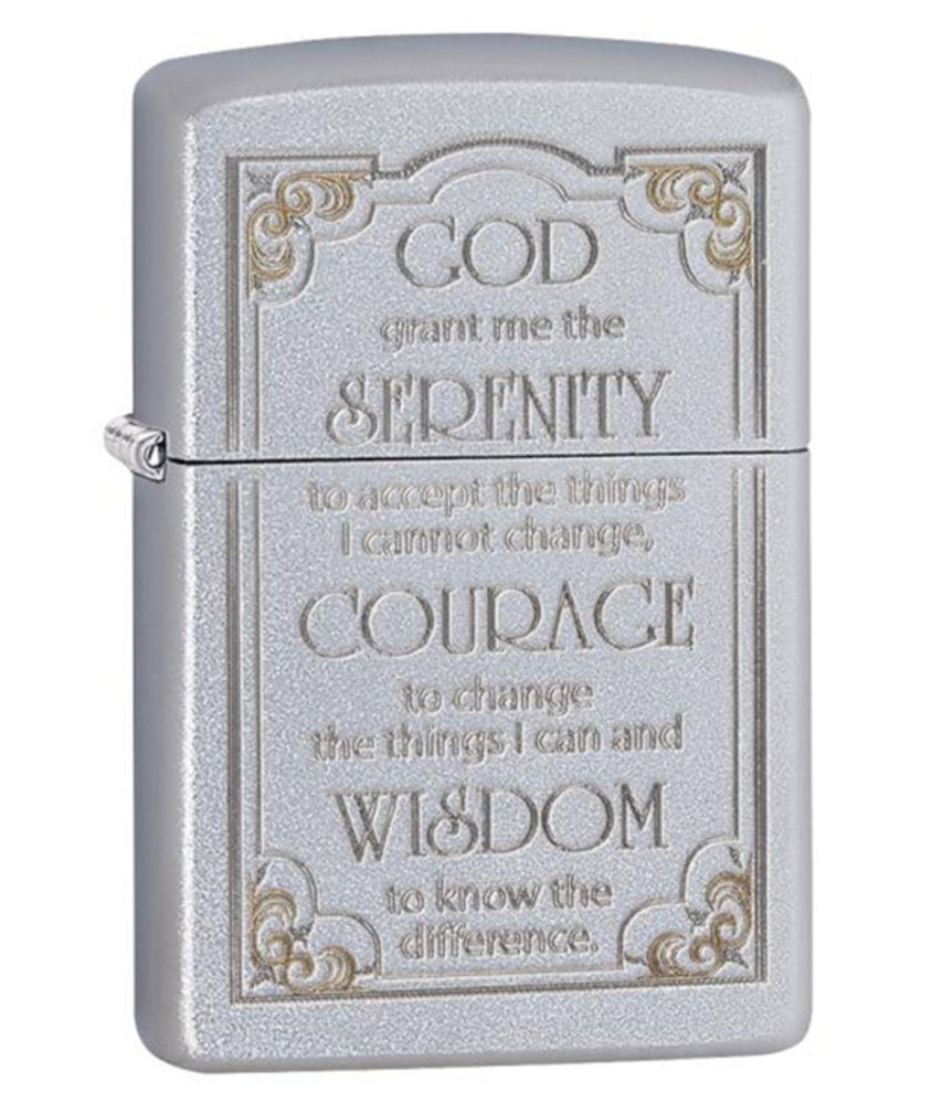 Zippo Serenity Prayer Lighter Satin Chrome #28458