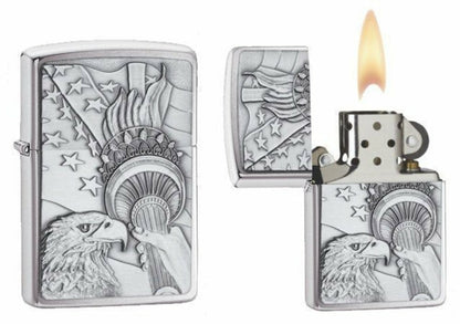 Zippo Something Patriotic Emblem Lighter, Brushed Chrome #20895