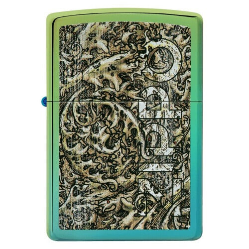 Zippo Ocean Waves Zippo Logo, High Polish Teal, Windproof Lighter #49416